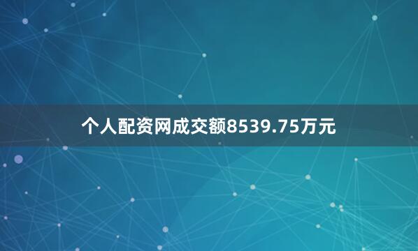 个人配资网成交额8539.75万元